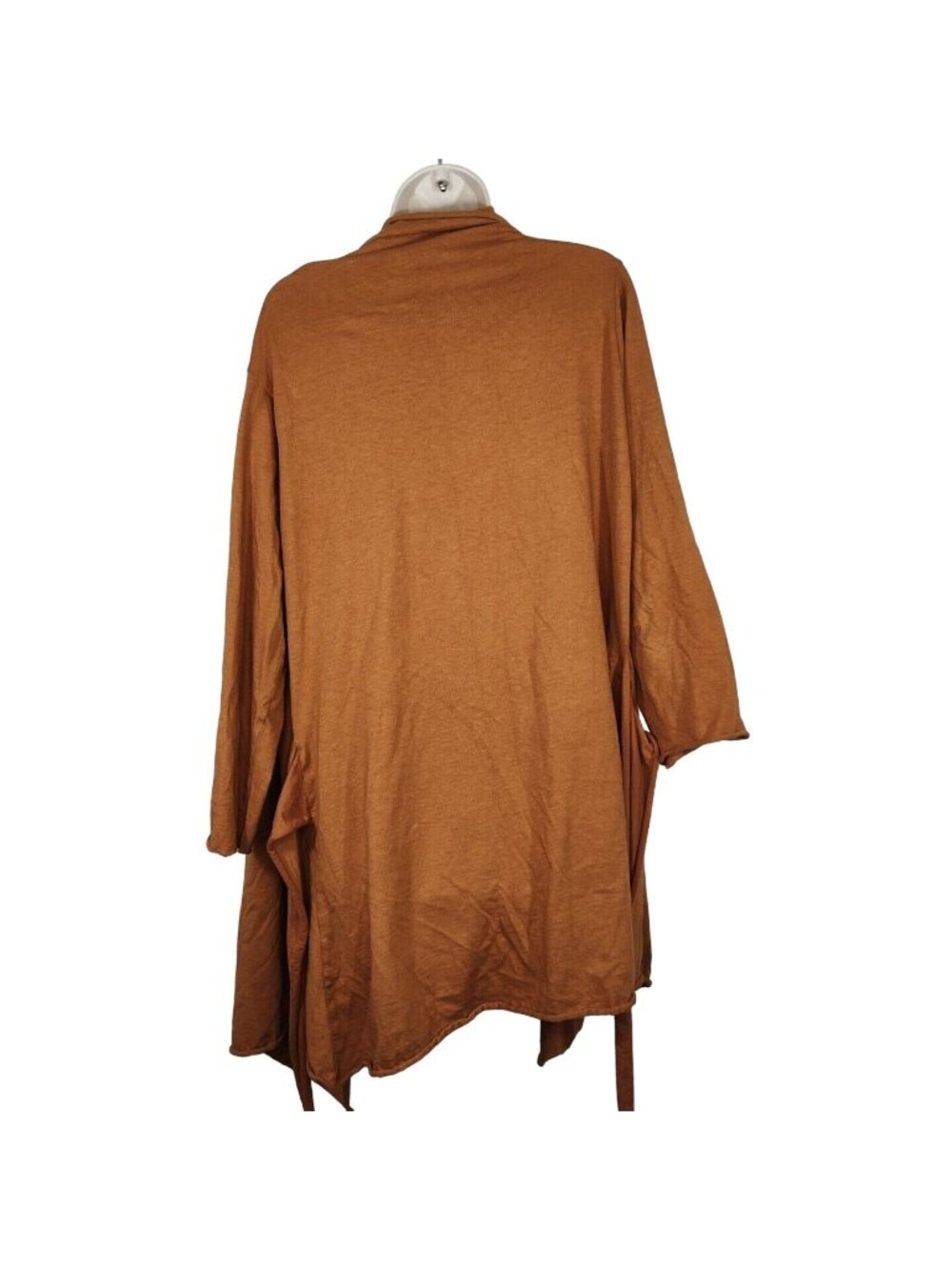 Unbranded Brown Long Sleeve Open Front Jersey Knit Jacket Women One Size Belted - Picture 3 of 3